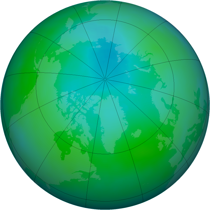 Arctic ozone map for August 2011